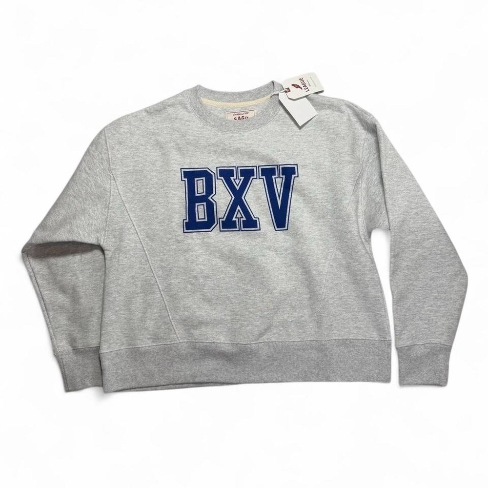 Vintage League 1991 Bronxville BXV Heather Grey Varsity Patch Cropped Crewneck
